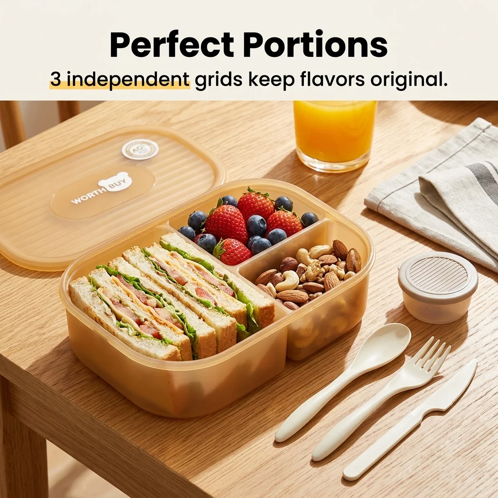 Divided Plastic Bento Box 3 Co - Meal Prep Or Prep Meal recension och pris