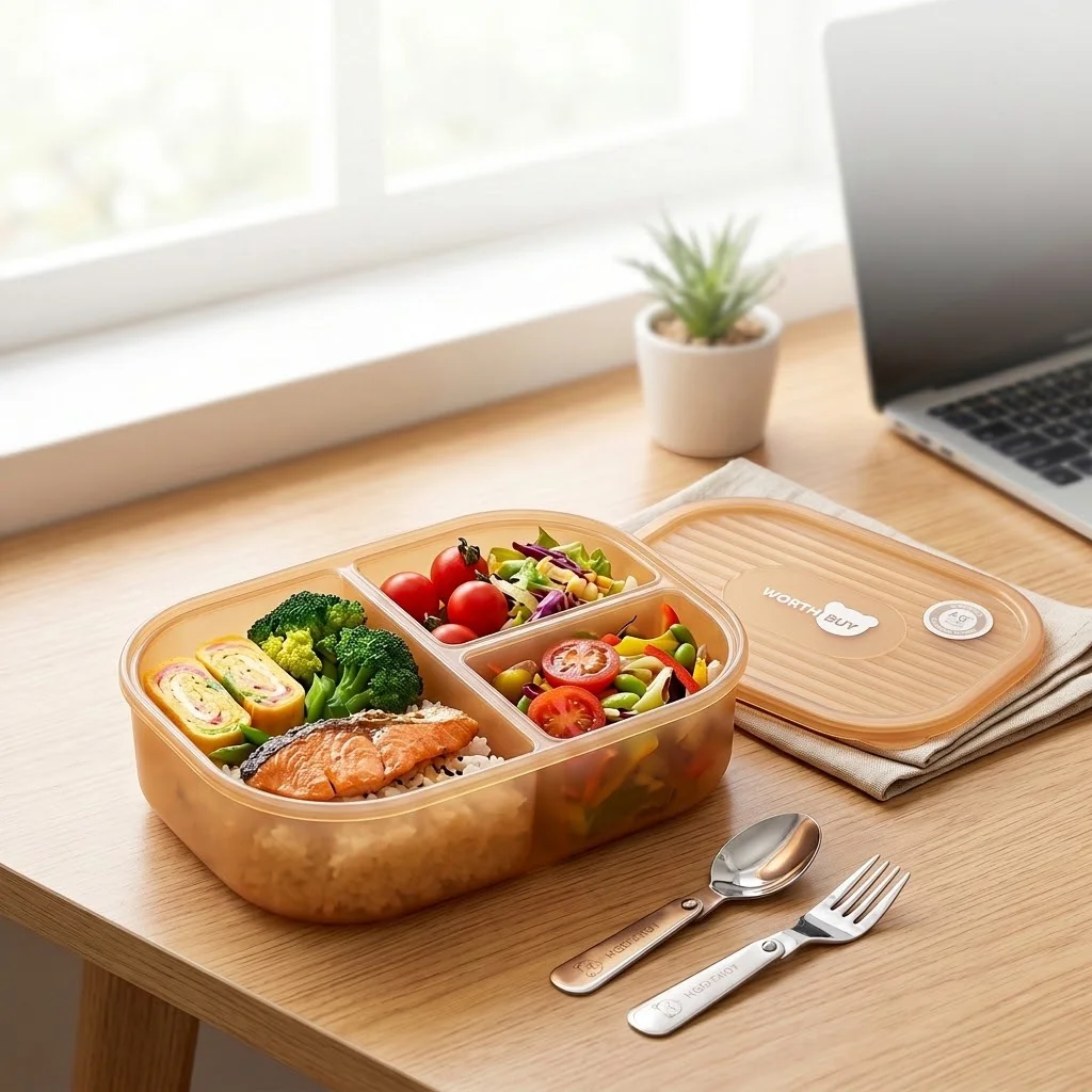 Kids Bento Lunch Box 3 Compart - Meal Prep Or Prep Meal recension och pris