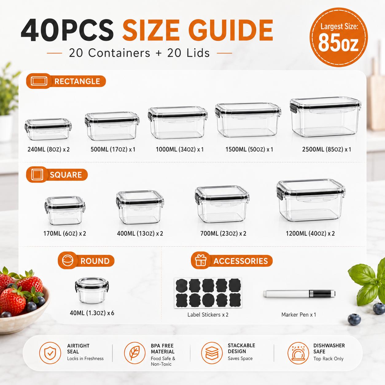 50Pcs/25-Pack Airtight Food St - Meal Prep Kitchen recension och pris